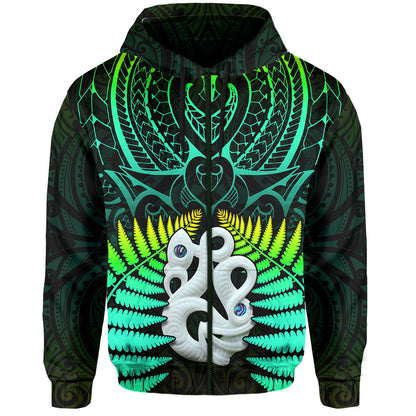 Aotearoa Fern Hoodie New Zealand Hei Tiki Green Style