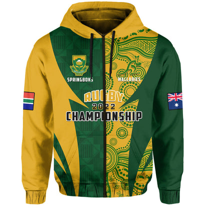 Custom Australia Rugby and South Africa Rugby Hoodie Wallabies Mix Springboks Sporty