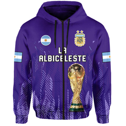 Argentina Football Hoodie La Albiceleste Campeon Proud Purple 2022