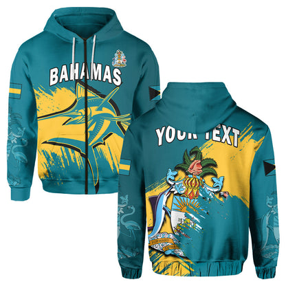 Custom Bahamas Hoodie Blue Marlin With Bahamian Coat Of Arms