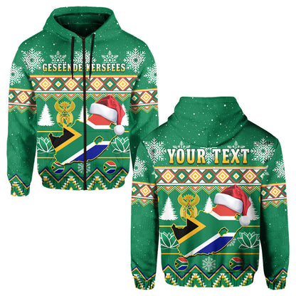 Custom South Africa Christmas Hoodie King Protea Geseende Kersfees