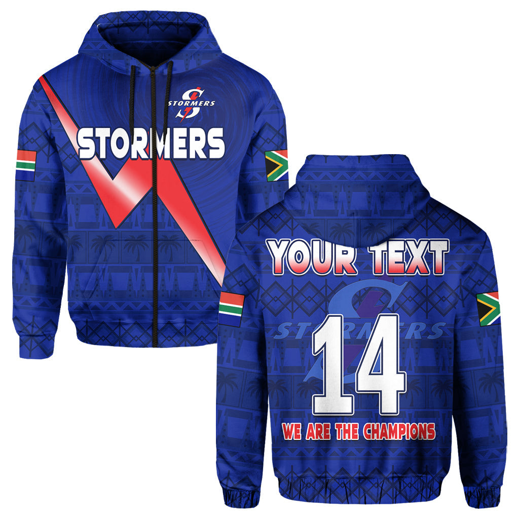 Custom Stormers South Africa Rugby Hoodie We Are The Champions URC African Pattern