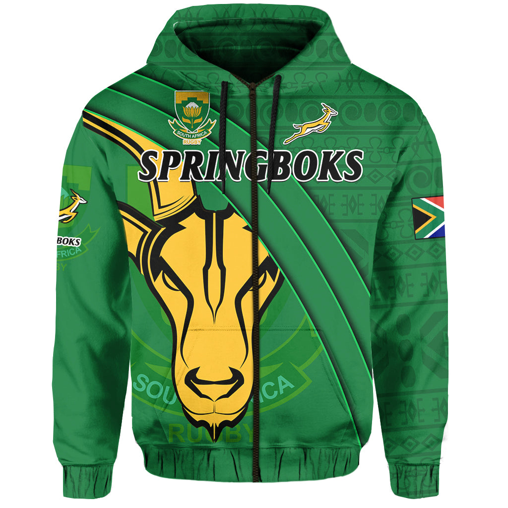 Custom South Africa Rugby Hoodie Bokke Springbok With African Pattern Stronger Together