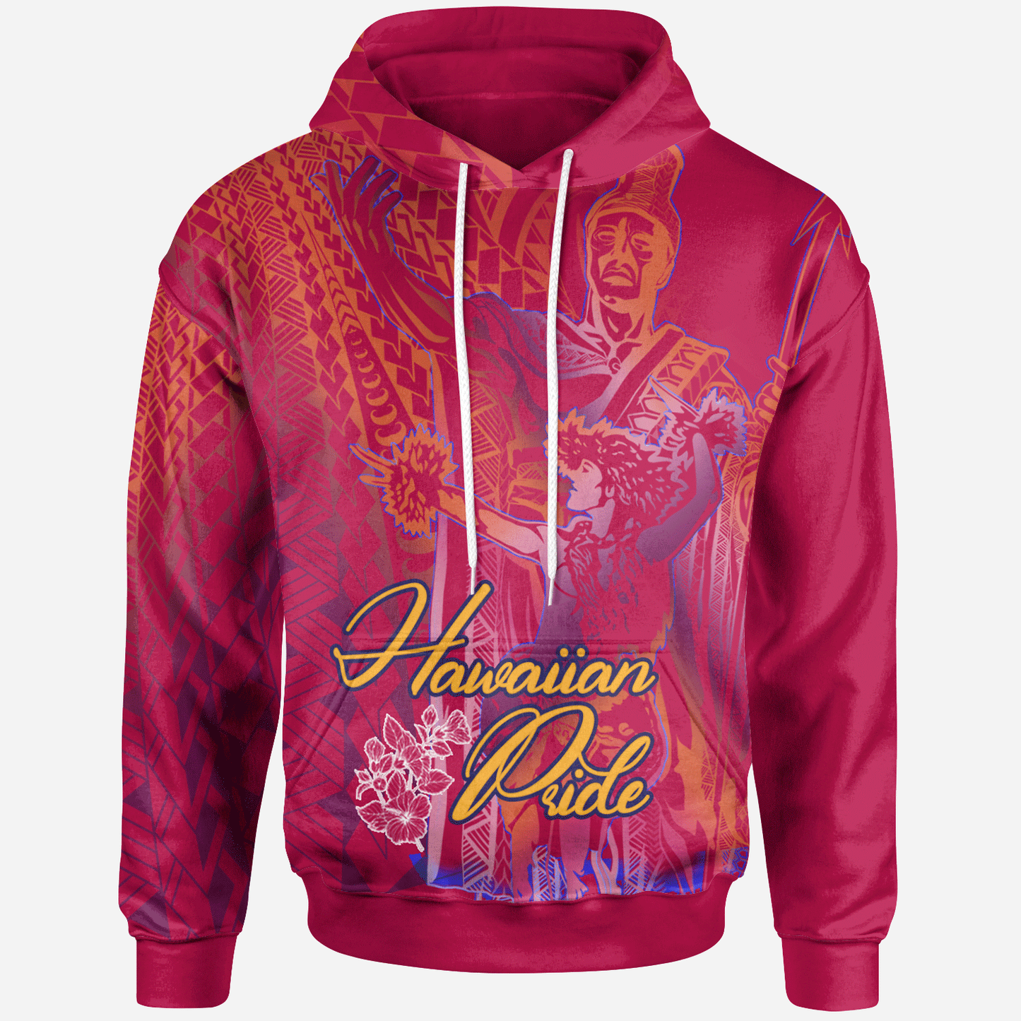 Hawaii Hoodie King Of Hawaii With Hawaiian Girls Pink Version