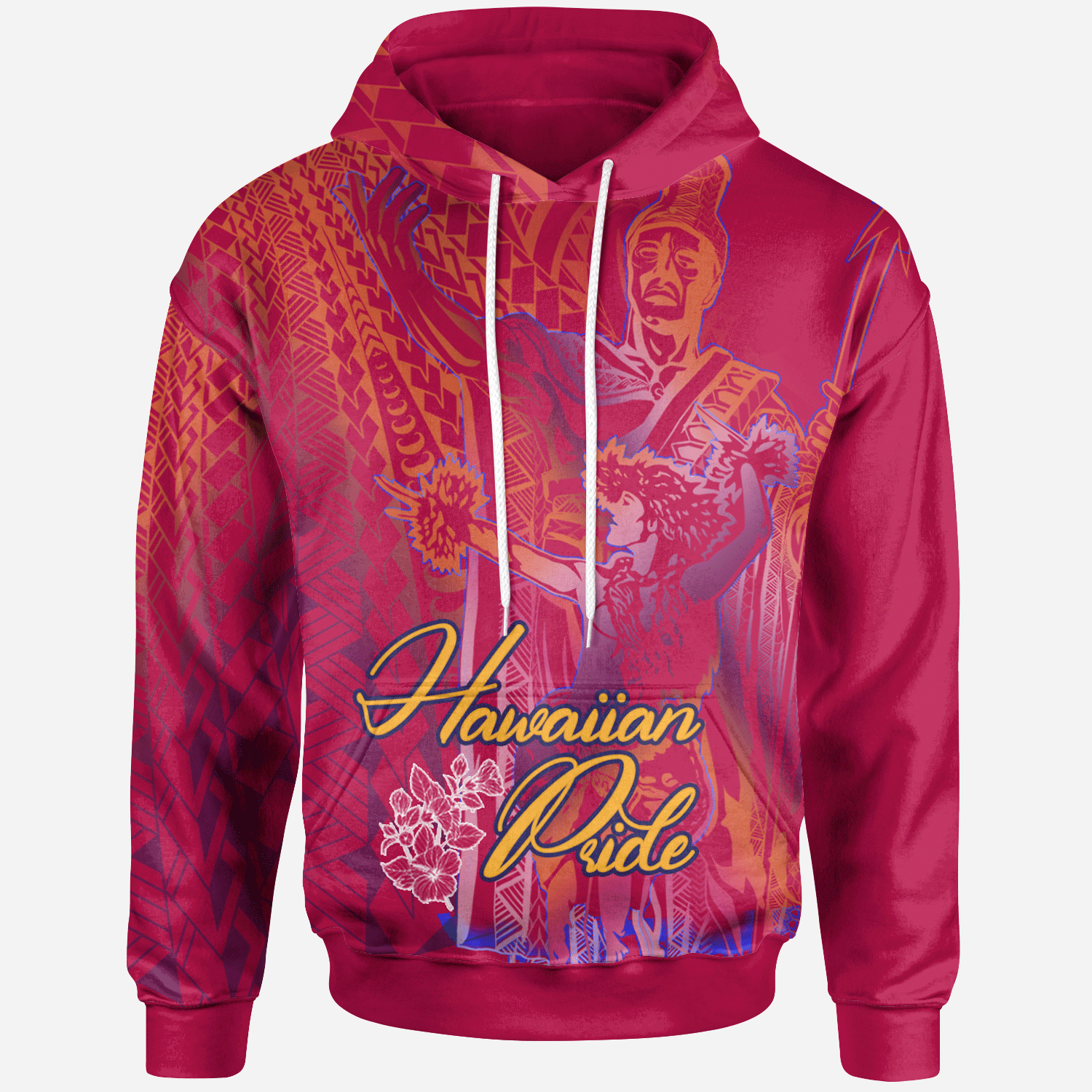 Hawaii Hoodie King Of Hawaii With Hawaiian Girls Pink Version
