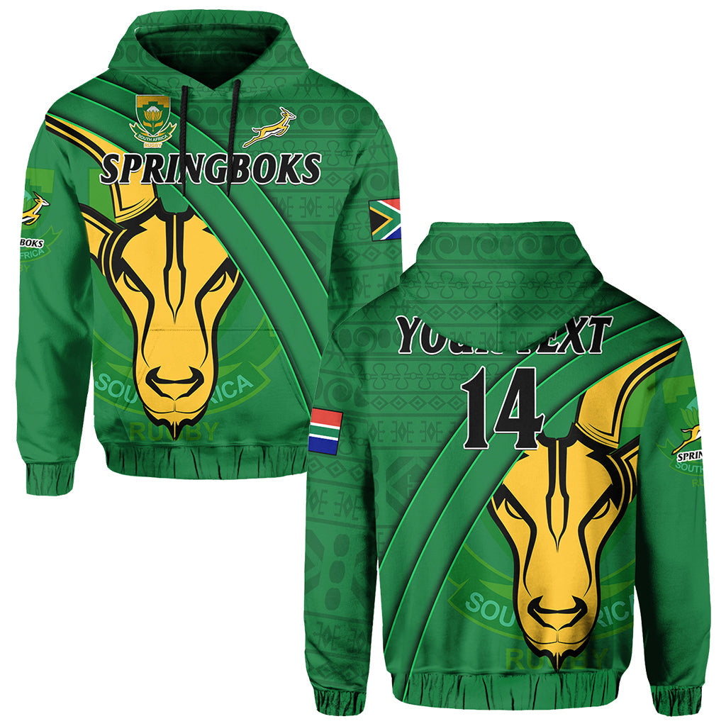 Custom South Africa Rugby Hoodie Bokke Springbok With African Pattern Stronger Together