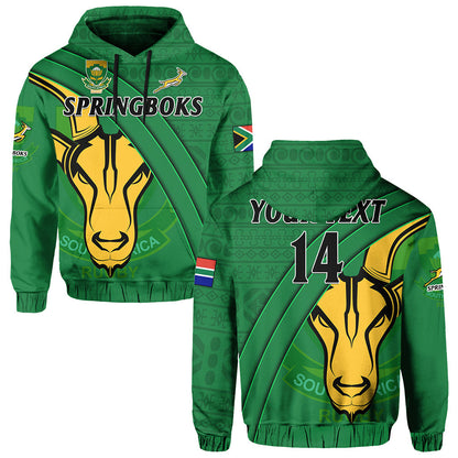 Custom South Africa Rugby Hoodie Bokke Springbok With African Pattern Stronger Together