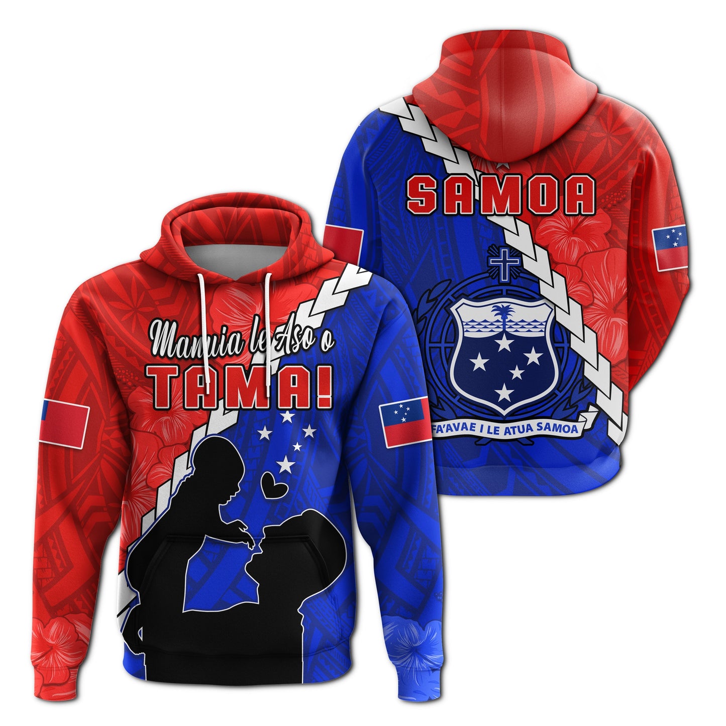 Happy Samoan Fathers Day Hoodie Hibiscus Mix Polynesian Pattern