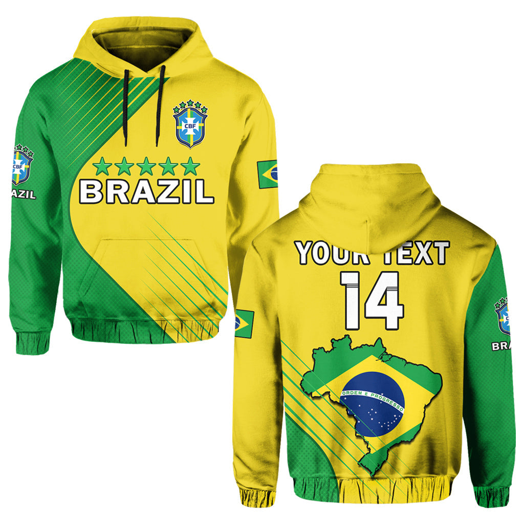 Custom Brazil Football Hoodie Brazil Map Come On Canarinho Sporty Style