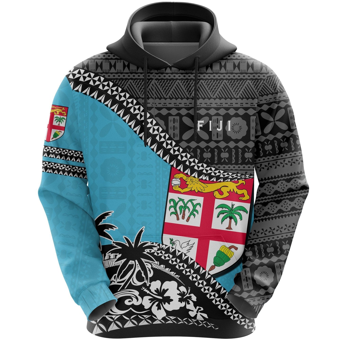 Fiji Hoodie Fall In The Wave Polynesian Fiji Coat Of Arms Hoodie