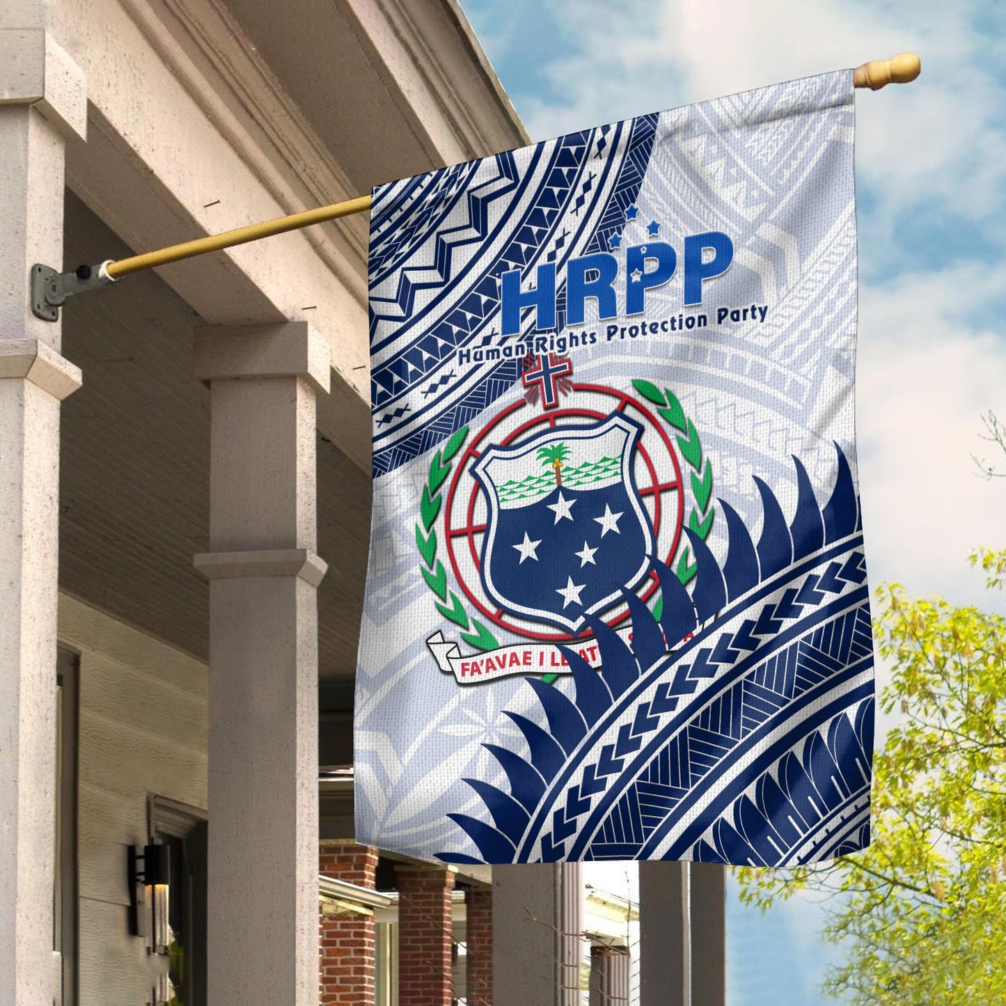 HRPP Samoa Flag Samoan Coat Of Arms Polynesian Pattern