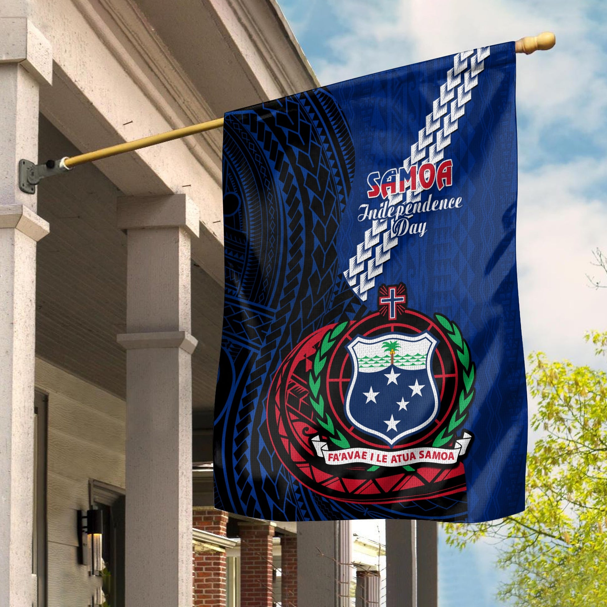 Samoa Flag Happy Independence Day Samoan Blue Pattern