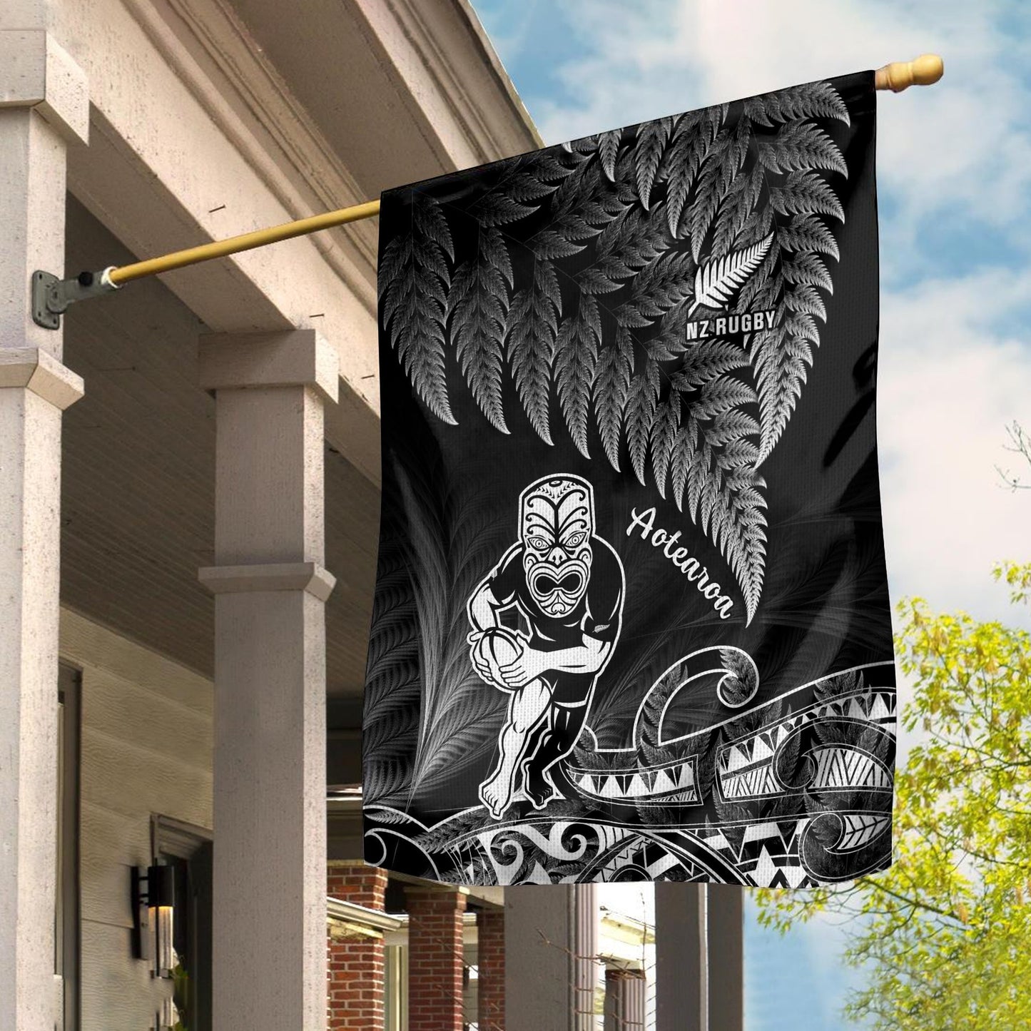 New Zealand Silver Fern Rugby Flag All Black Koru Maori