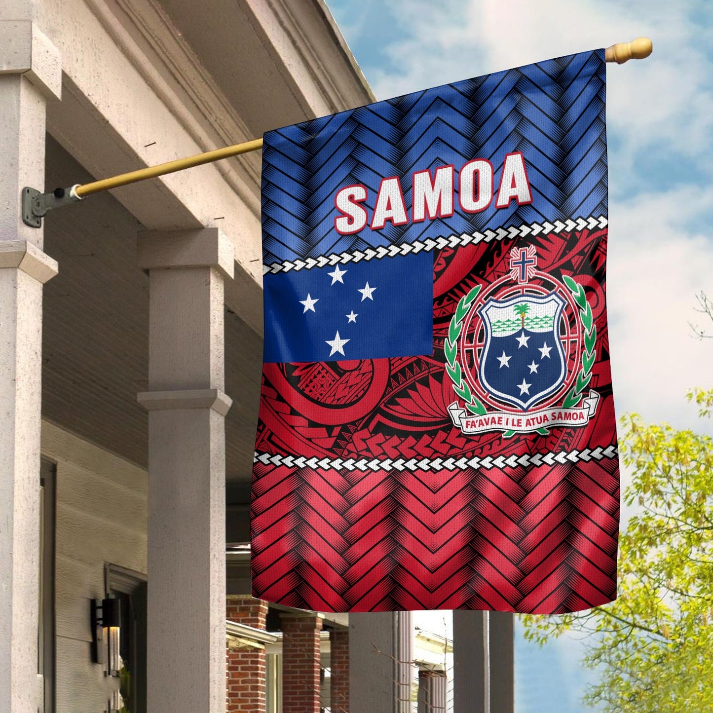 Samoa Flag Samoan Coat Of Arms Polynesian Ver.06
