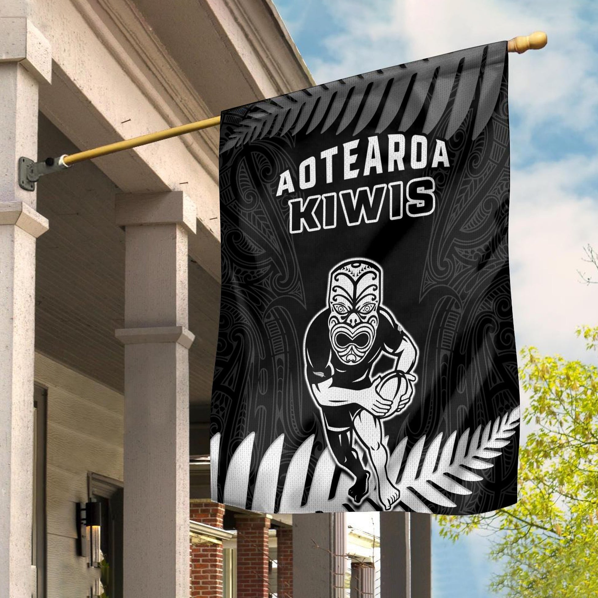 New Zealand Silver Fern Rugby Flag NZ Kiwi Pacific Maori Sporty Ver.01