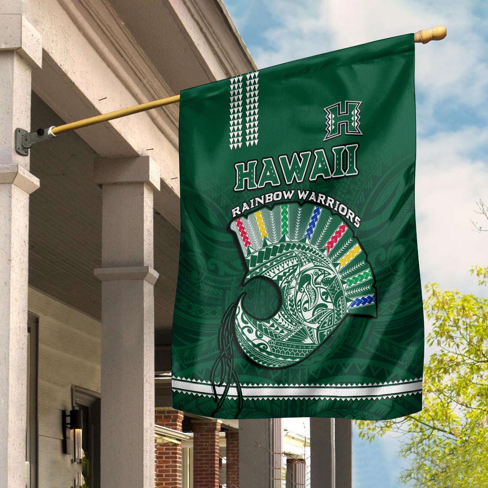 Hawaii Football Flag Kakau Rainbow Warriors Helmet Go Bows Ver.01