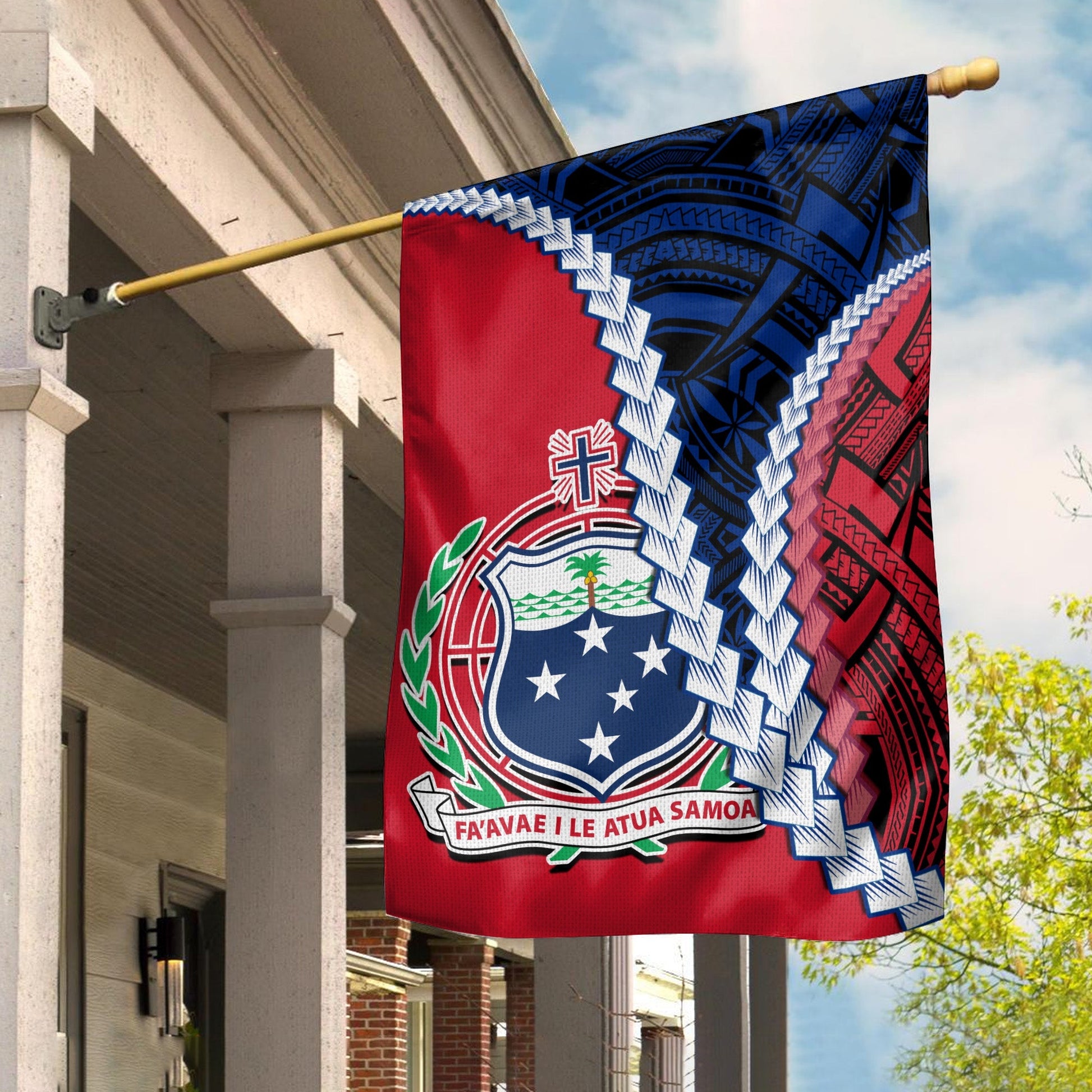 Samoa Flag Samoan Coat Of Arms Polynesian Ver.05