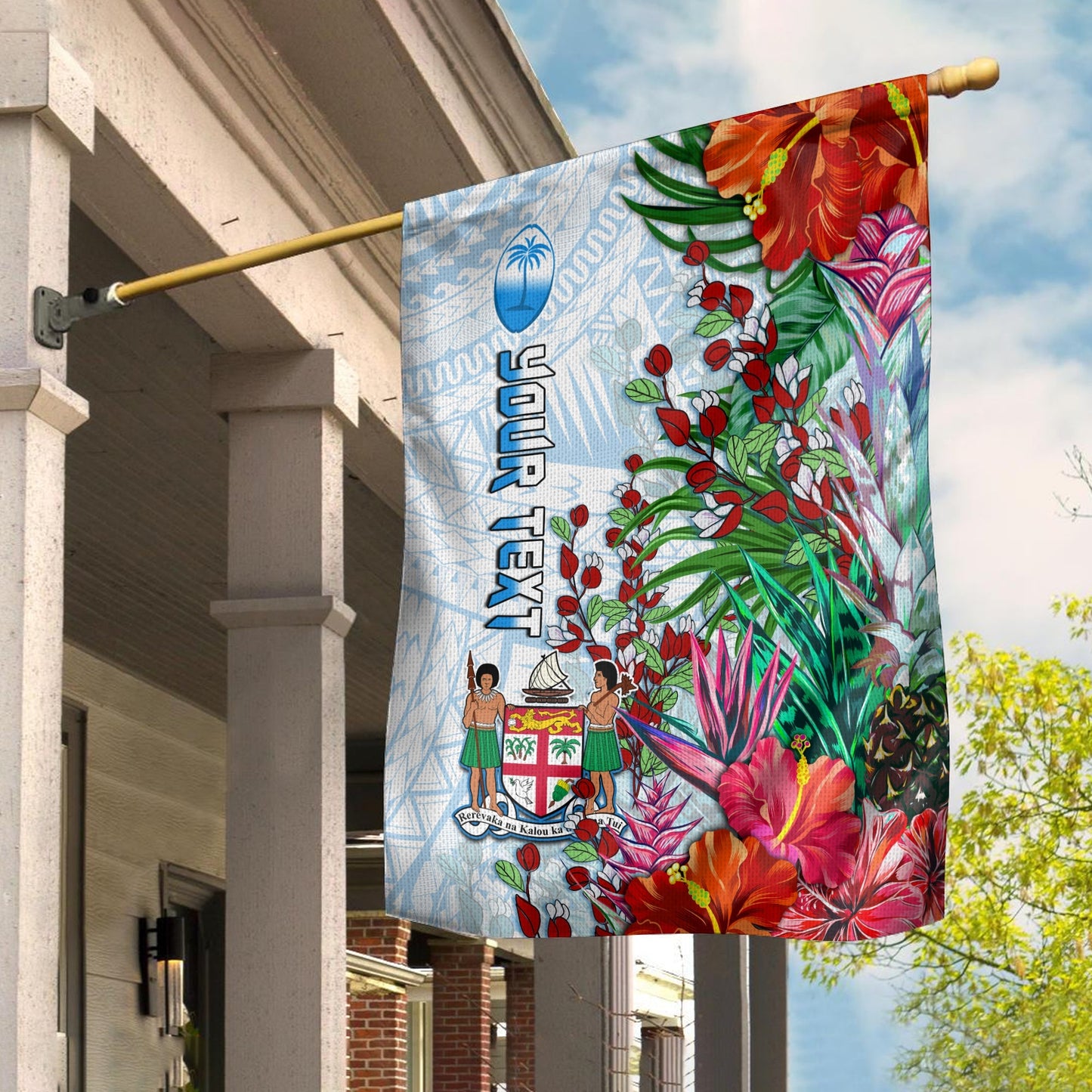 (Custom Personalised) Fiji Flag Proud Fijian Tapa mix Tagimoucia Flowers