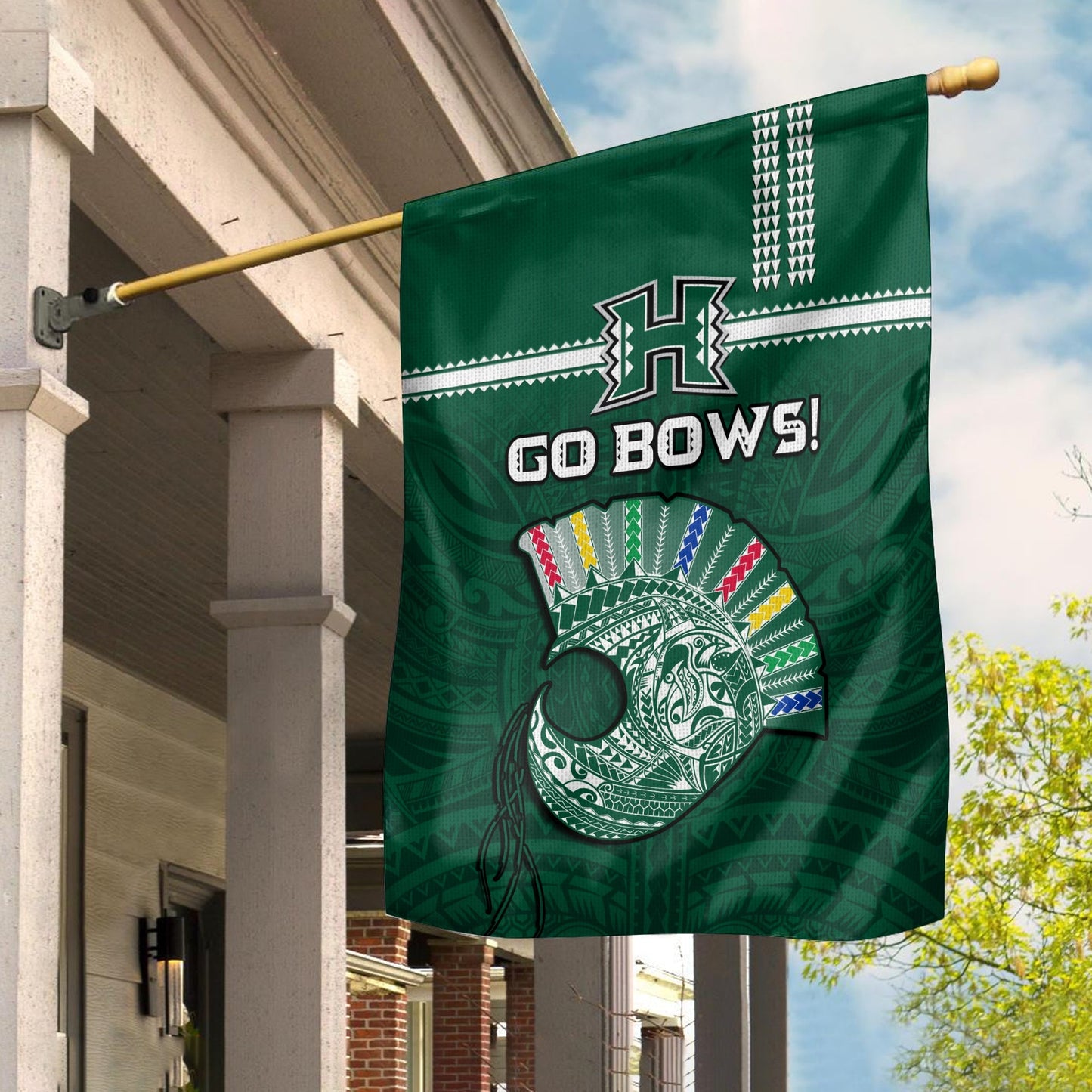 Hawaii Football Flag Kakau Rainbow Warriors Helmet Go Bows Ver.02