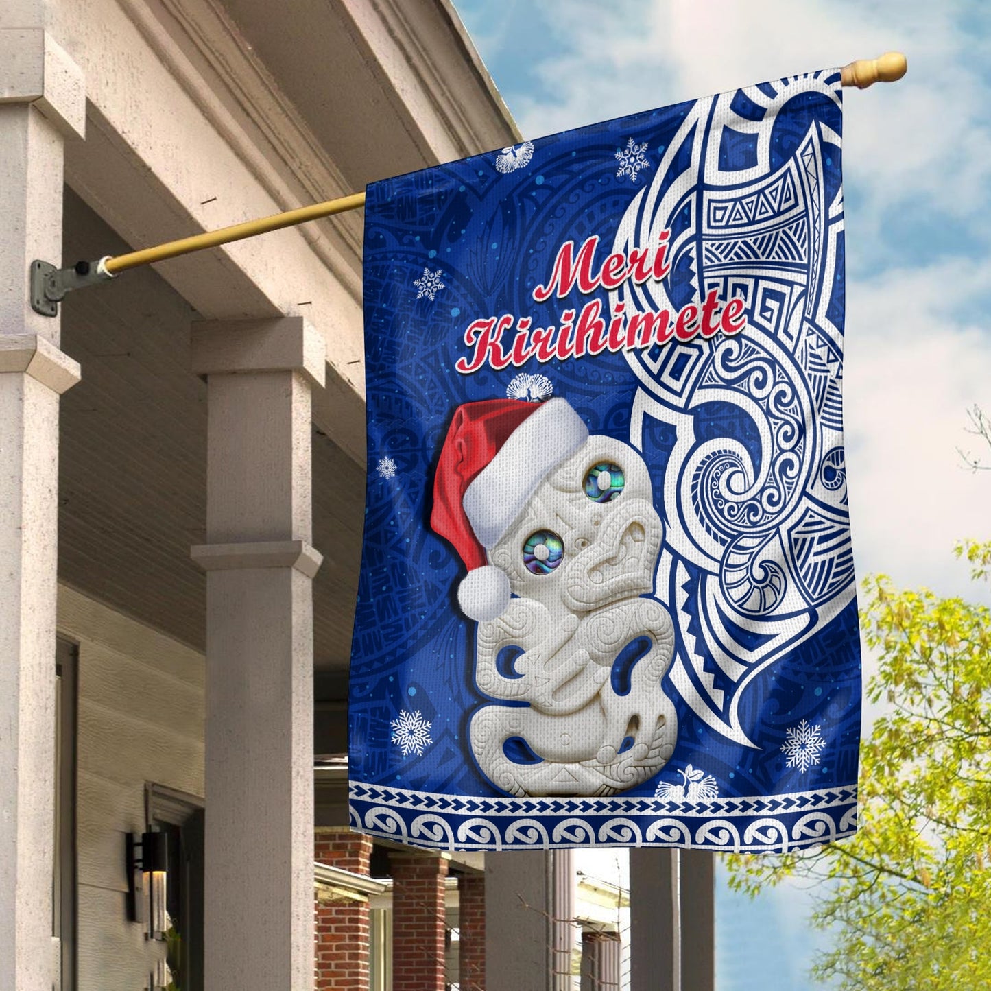 New Zealand Christmas Flag Hei Tiki Blue Pohutukawa Meri Kirihimete