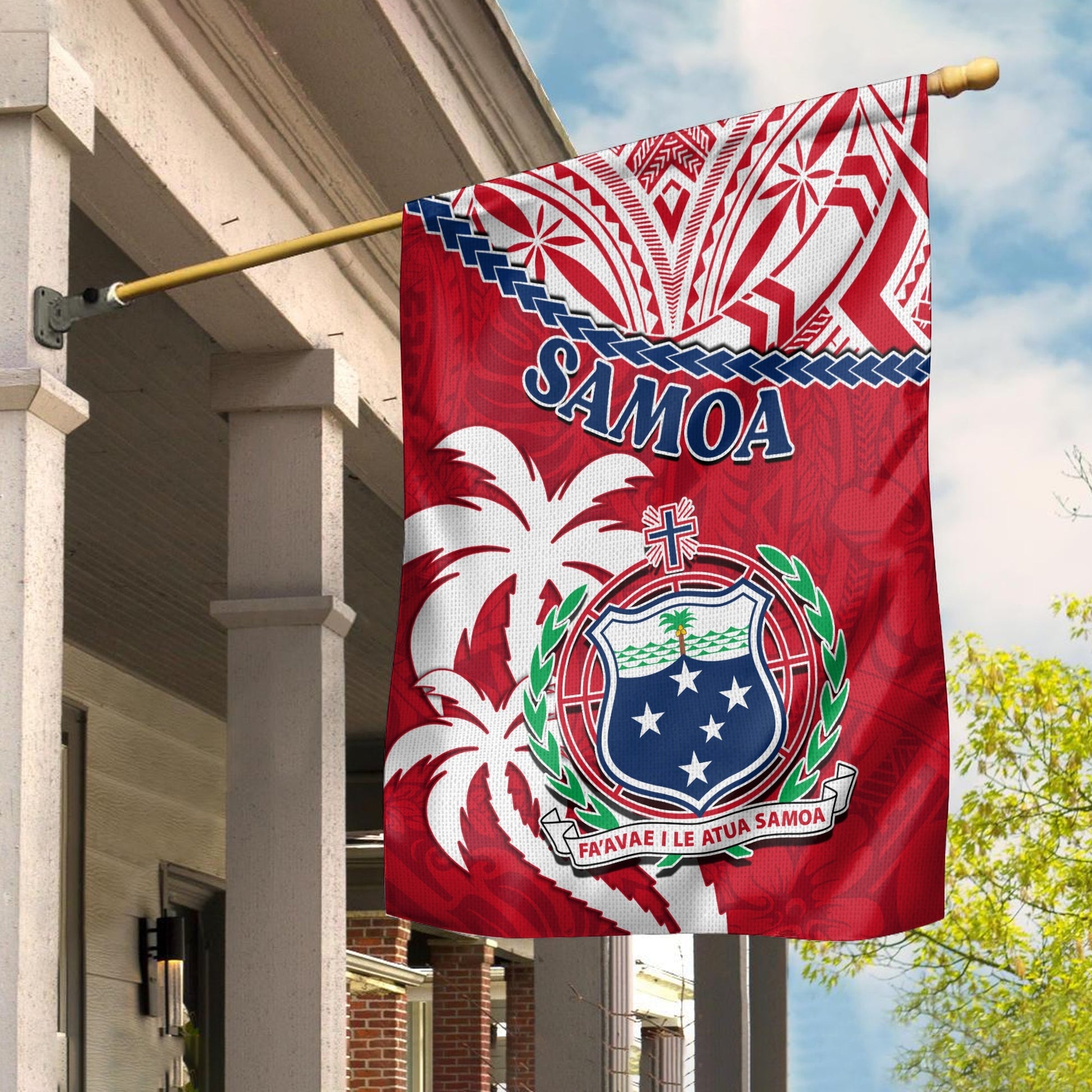 Samoa Flag Samoan Coat Of Arms Polynesian Ver.01