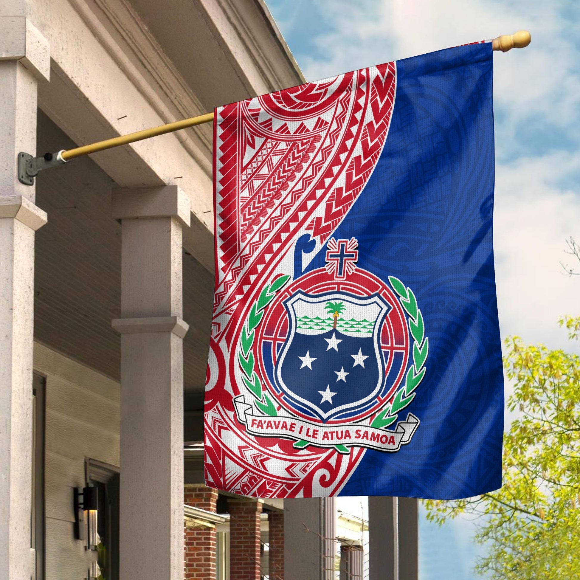 Samoa Flag Samoan Coat Of Arms Polynesian Ver.02