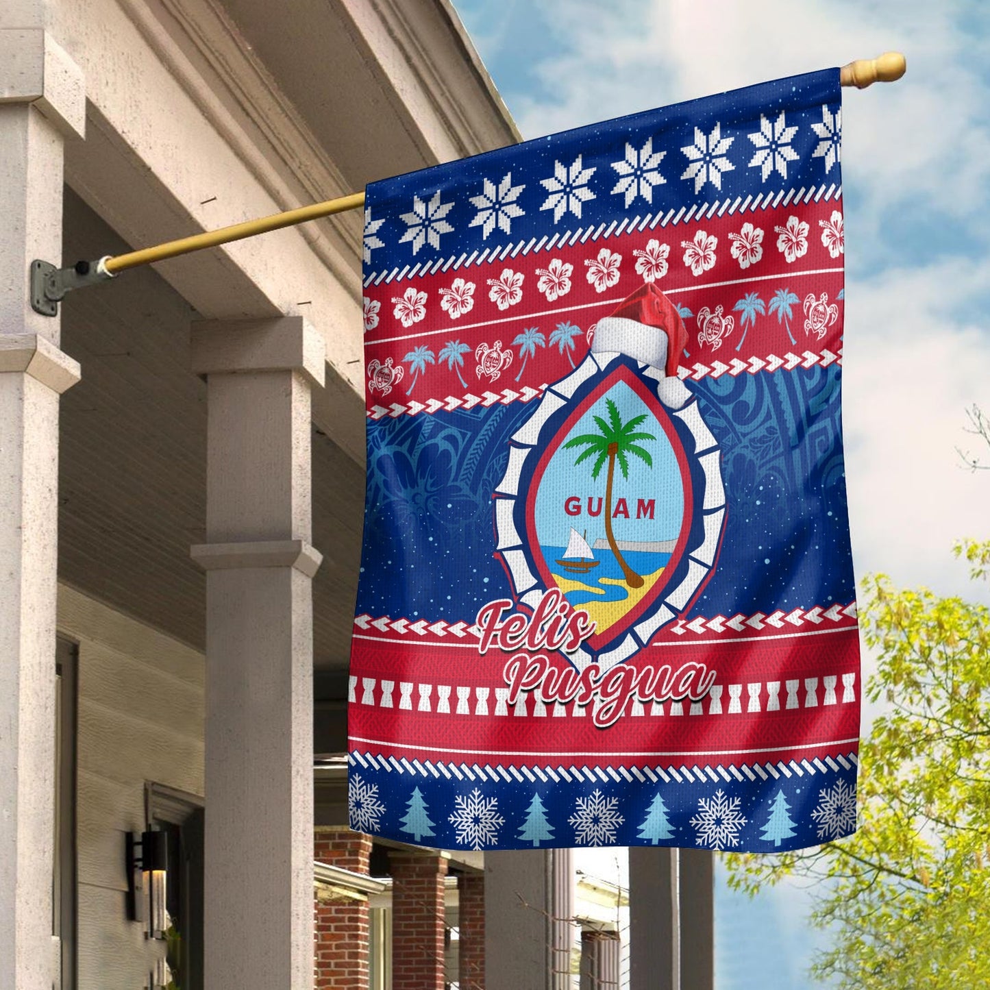 Guam Christmas Flag Guaman Seal Polynesian Felis Pusgua