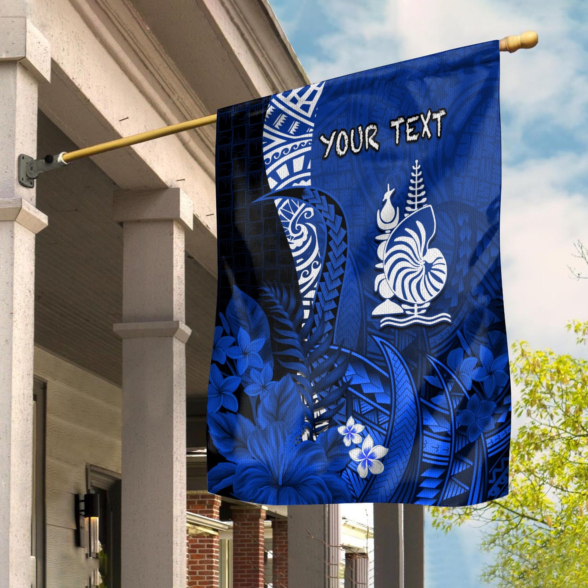 (Custom Personalised) New Caledonia Flag Nautilus Blue Polynesian Hibiscus
