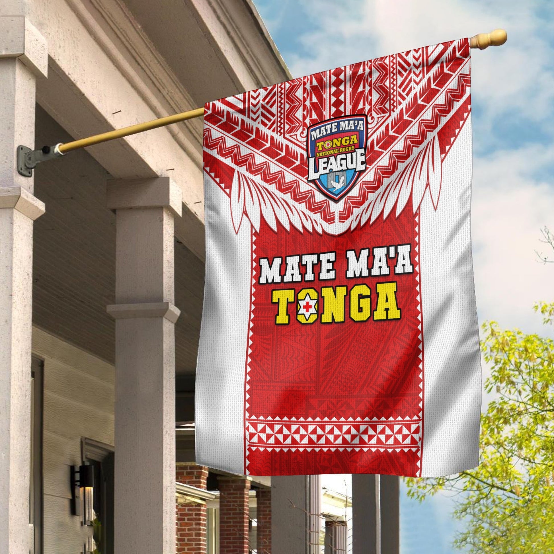 Tonga Rugby Flag Mate Maa Tonga Pacific Ngatu White