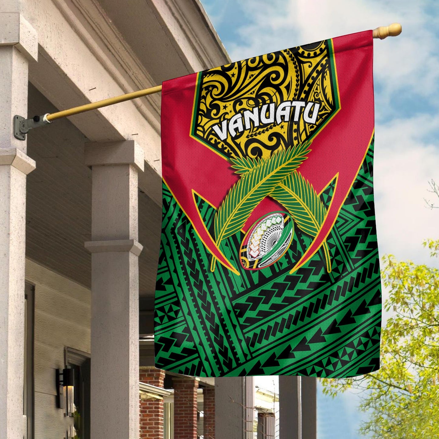 Vanuatu Rugby Flag Coat Of Arms Polynesian Pattern
