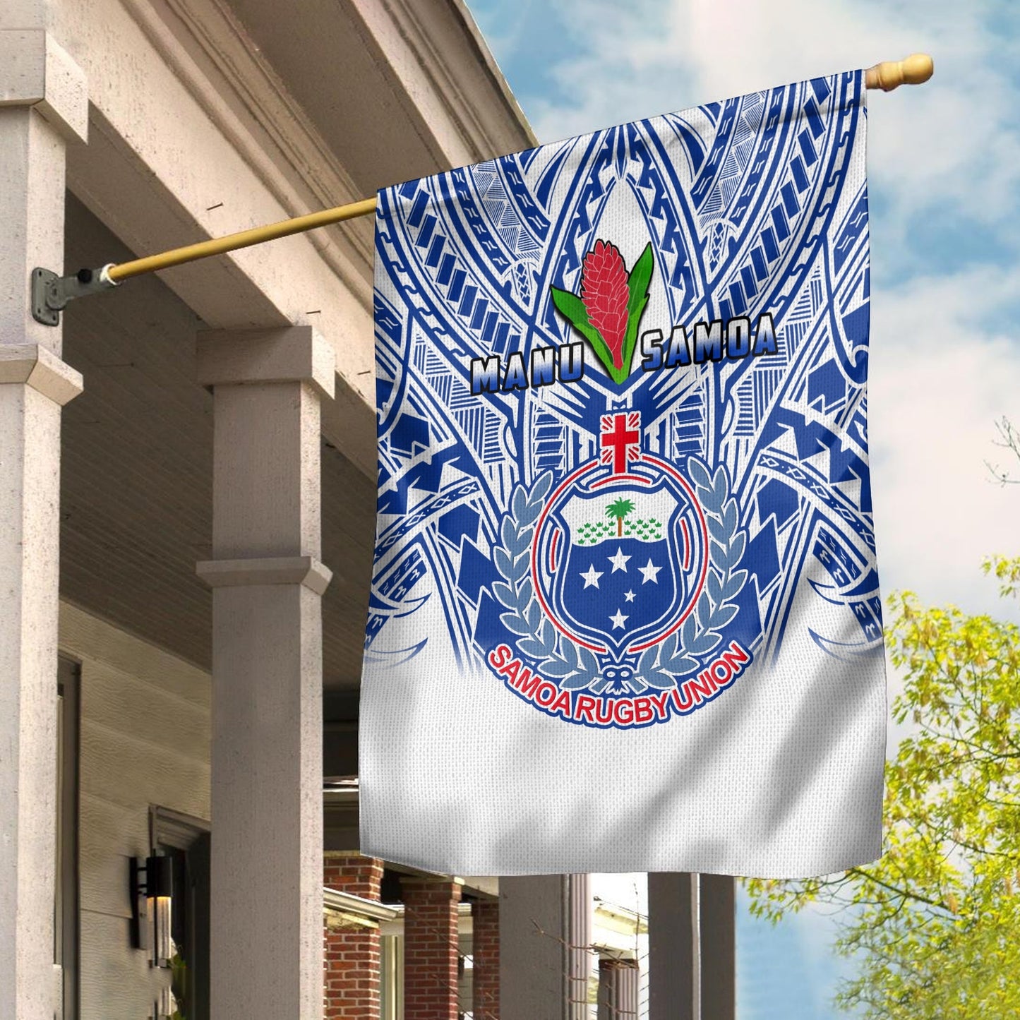 Samoa Rugby Flag Manu Samoa 7s Ginger White Polynesian