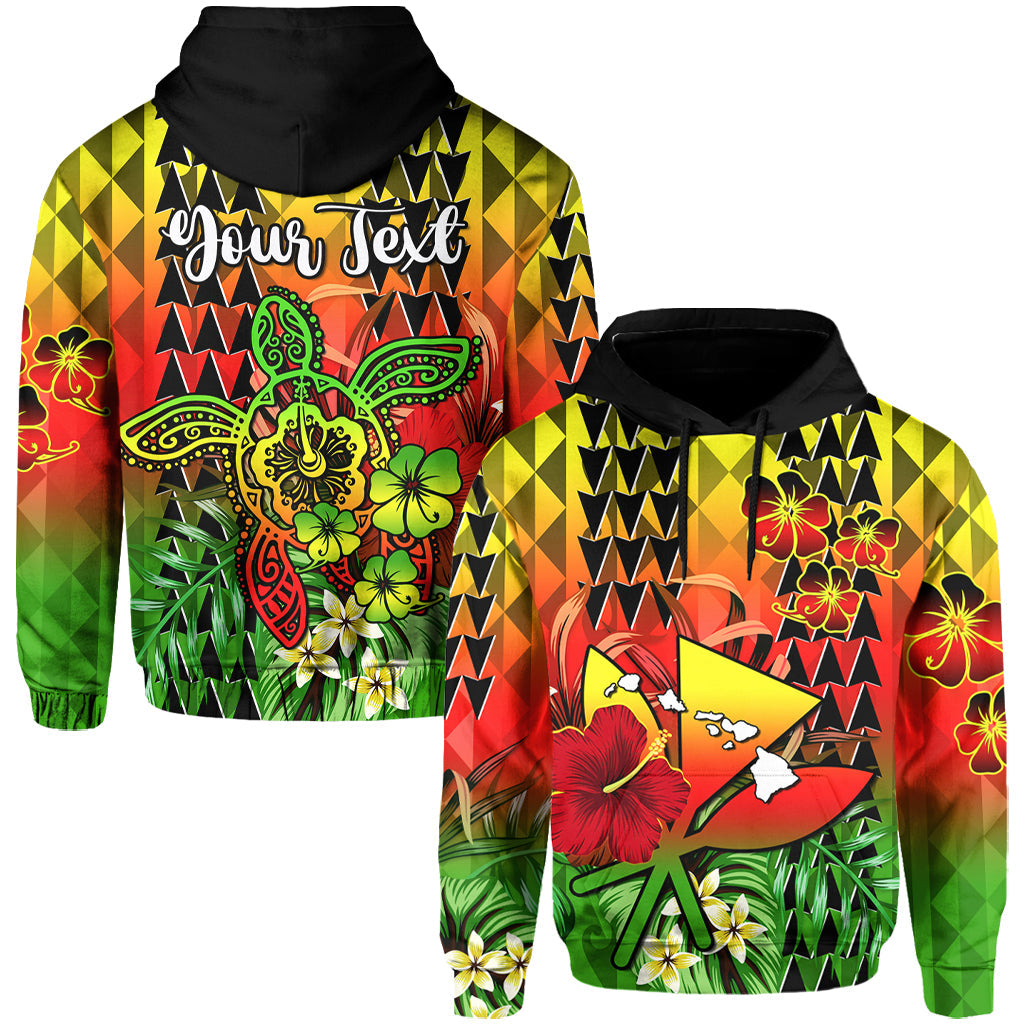 ( Personalised) Hawaii Flowers Hoodie Color Tribal Pattern Hawaiian