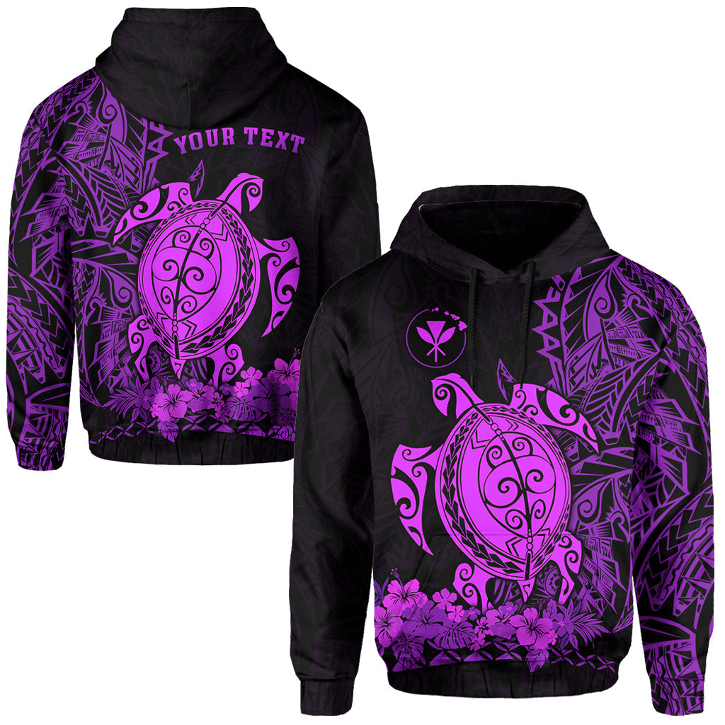 ( Personalised) Hawaii Polynesian Hoodie Purple Sea Turtles Hawaiian