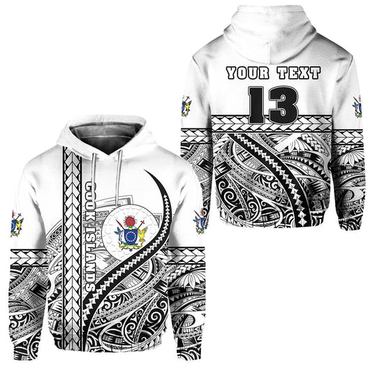 Custom Text Cook Islands Rugby Hoodie Simple Custom Text and Number