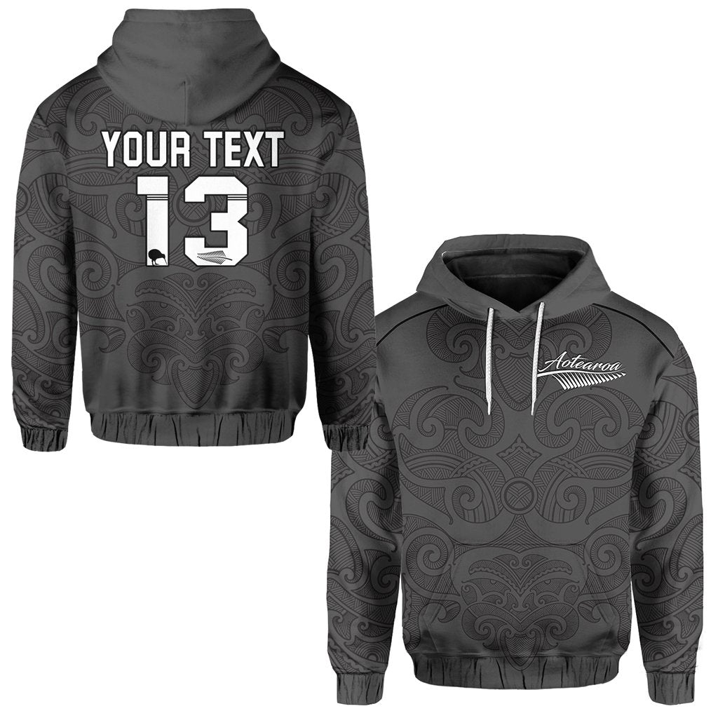 ( Personalised) Maori 2021 Hoodie Aotearoa Tattoo Text and Number
