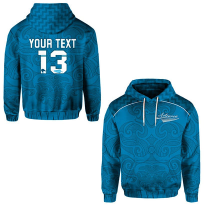 Custom Text Maori 2021 Hoodie Turquoise Aotearoa Tattoo Custom Text and Number