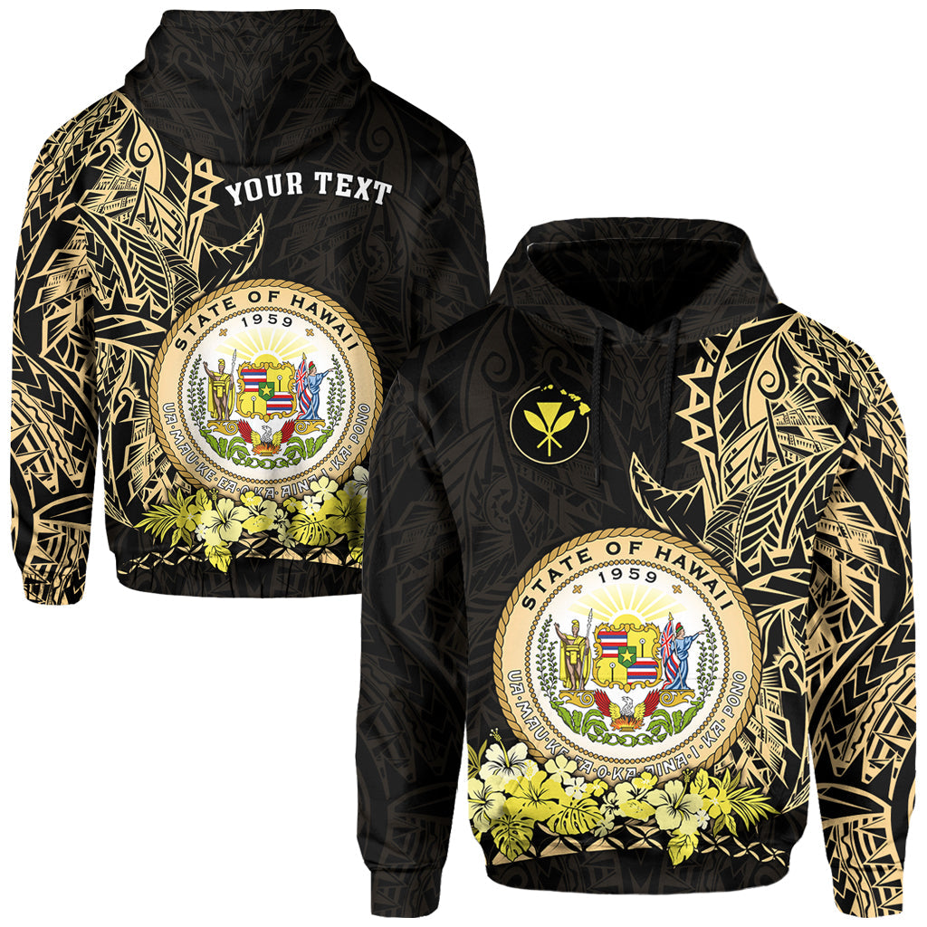 ( Personalised) Hawaiian Polynesian Hoodie Gold Seal of Hawaii