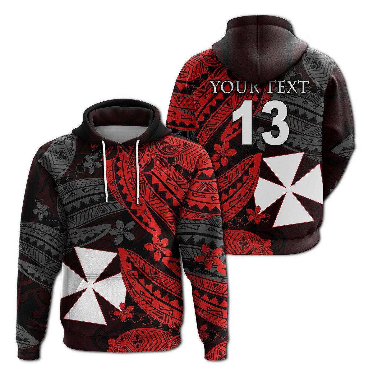 ( Text and Number) Wallis and Futuna Hoodie Enjoy Polynesian Flowers