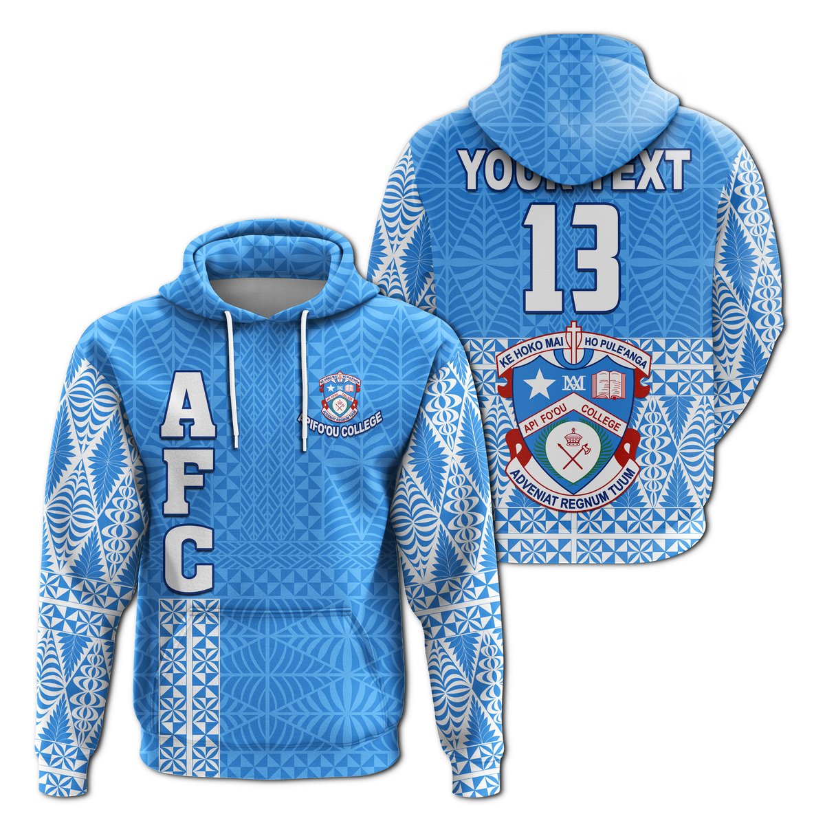 ( Personalised) Apifo'ou College Hoodie Tongan Pattern AFC Lovers