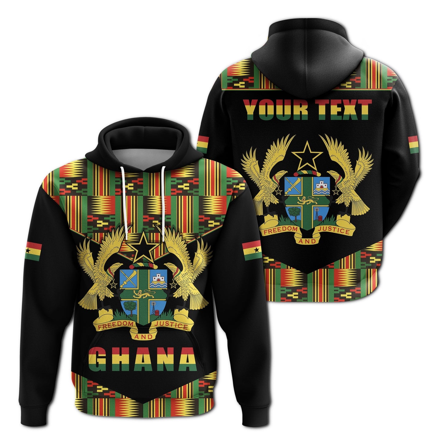 Custom Ghana Hoodie Proud Ankara Kente