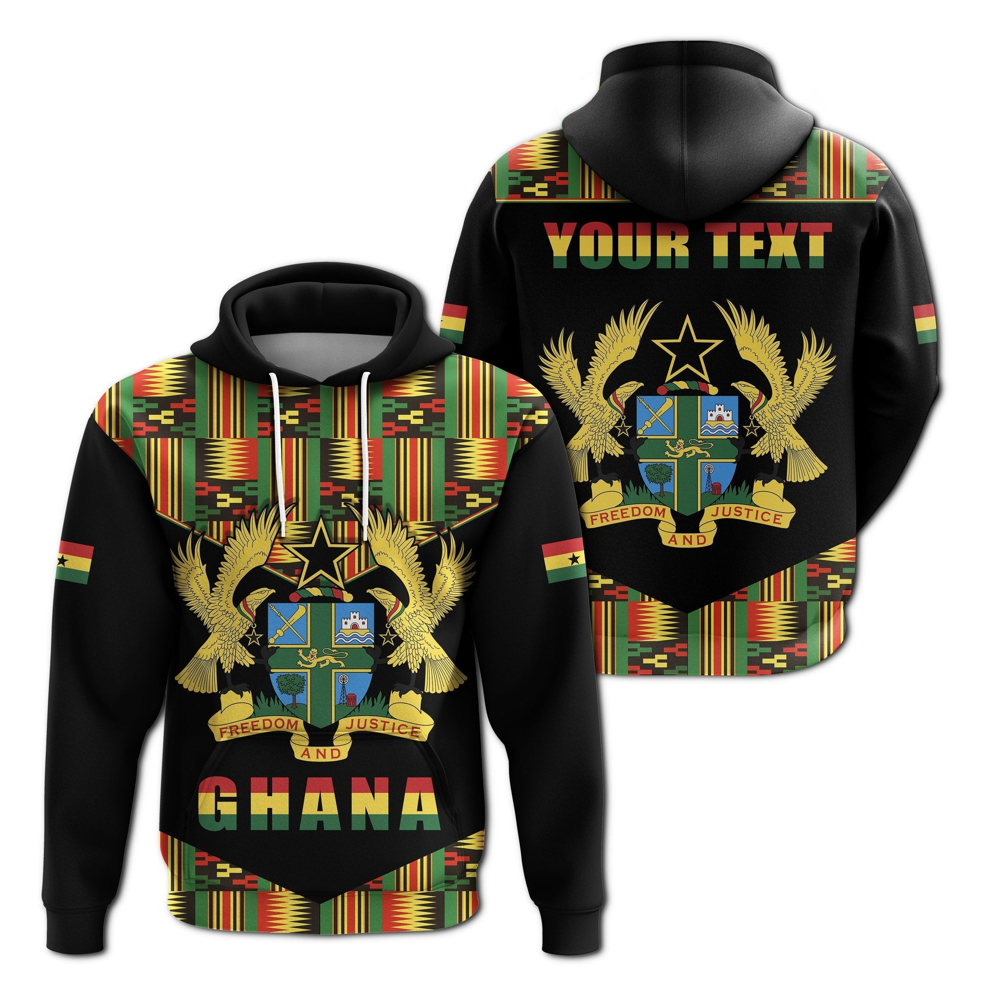Custom Ghana Hoodie Proud Ankara Kente