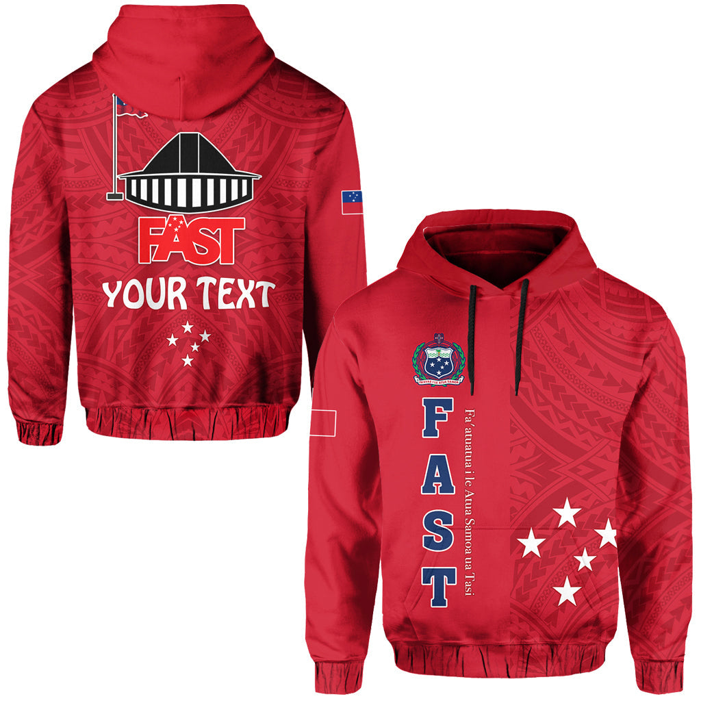 Custom Text F.A.S.T Samoa Hoodie Personalised We Ready Polynesian Samoan Red Zip Up Hoodie