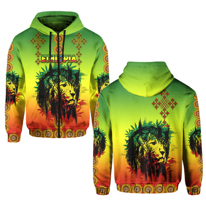 Ethiopia Hoodie Cross Mix Lion Colorful Style