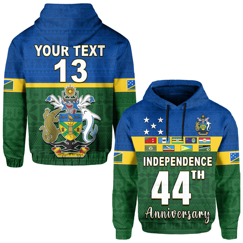( Text and Number) Solomon Islands National Day Hoodie Independence Day Tapa Pattern