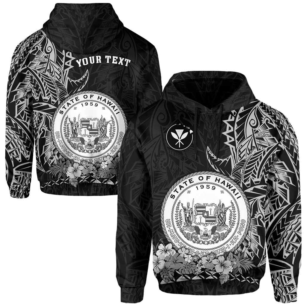 ( Personalised) Hawaiian Polynesian Hoodie White Seal of Hawaii