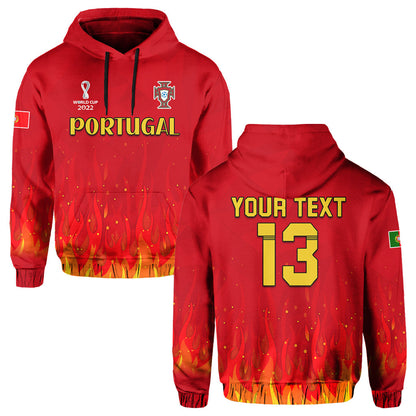 Custom Portugal Football Hoodie Champions Soccer World Cup My Heartbeat Fire