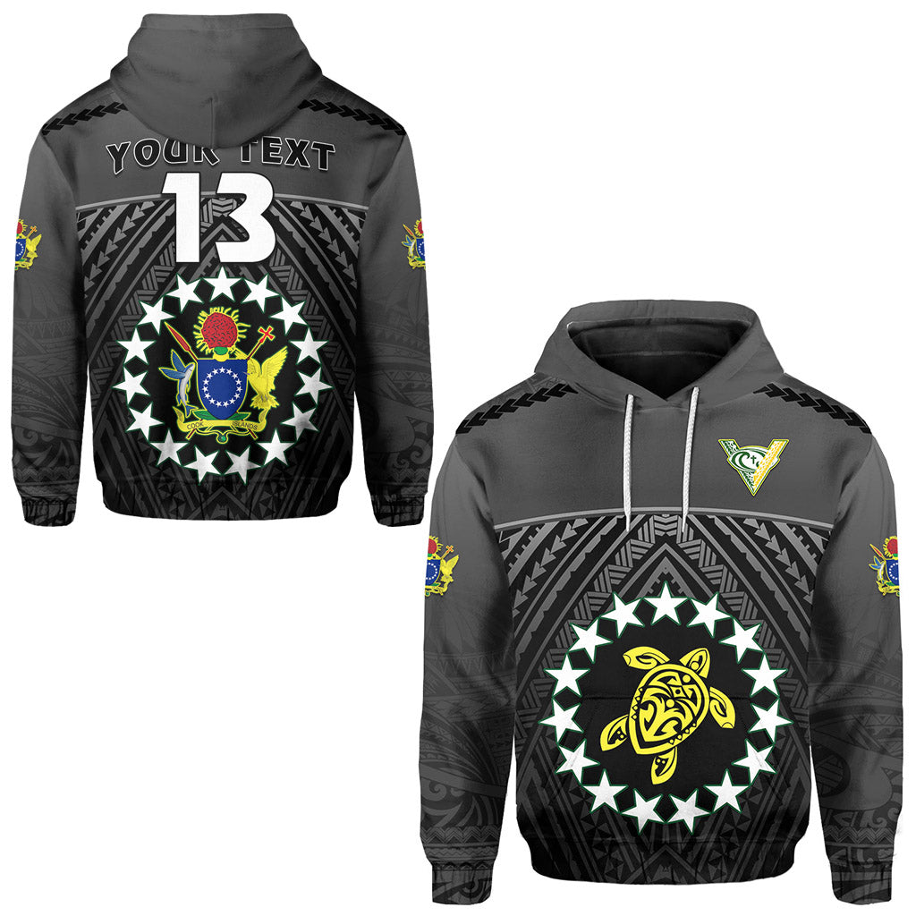 ( Personalised) The Kuki's Hoodie Cook Islands Rugby Black Text and Number