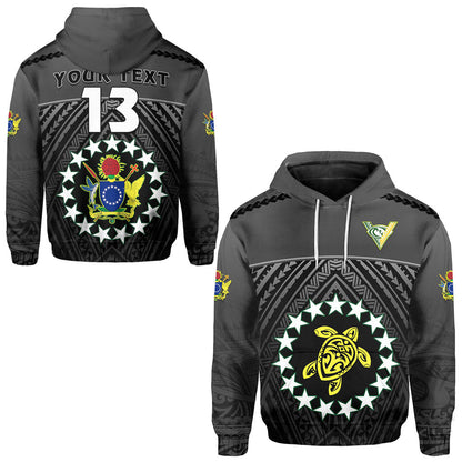 ( Personalised) The Kuki's Hoodie Cook Islands Rugby Black Text and Number
