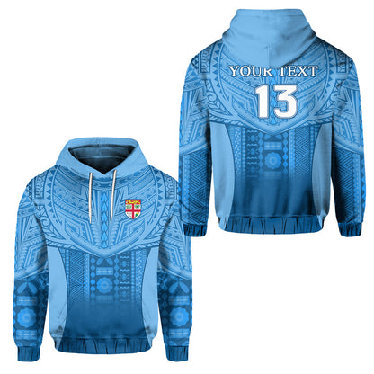( Personalised) Fiji Faithful Hoodie Version Blue Text and Number