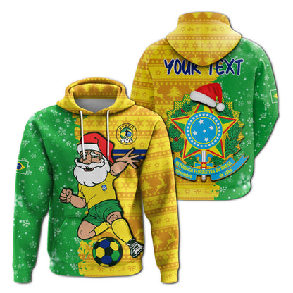 Custom Christmas Brazil Football Hoodie Santa Claus Selecao Champions